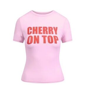Skims Cherry On Top Pink Graphic Tee